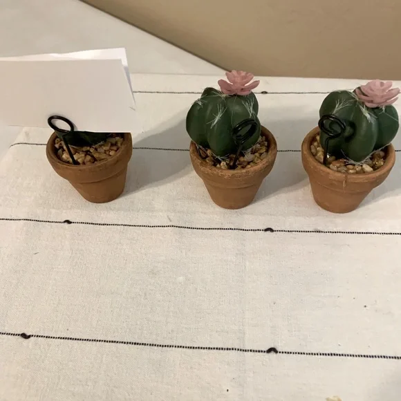POTTERY BARN SET OF 3 POTTED CACTUS PLACE CARD HOLDERS - Picture 3 of 3